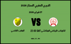 موعد مباراة المغرب الفاسي و الكوكب الرياضي المراكشي في الدوري المغربي الممتاز 2026 موعد مباراة المغرب الفاسي و الكوكب الرياضي المراكشي في الدوري المغربي الممتاز 2026