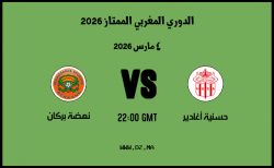 موعد مباراة نهضة بركان و حسنية أغادير في الدوري المغربي الممتاز 2026 موعد مباراة نهضة بركان و حسنية أغادير في الدوري المغربي الممتاز 2026
