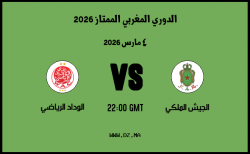 موعد مباراة الوداد الرياضي و الجيش الملكي في الدوري المغربي الممتاز 2026